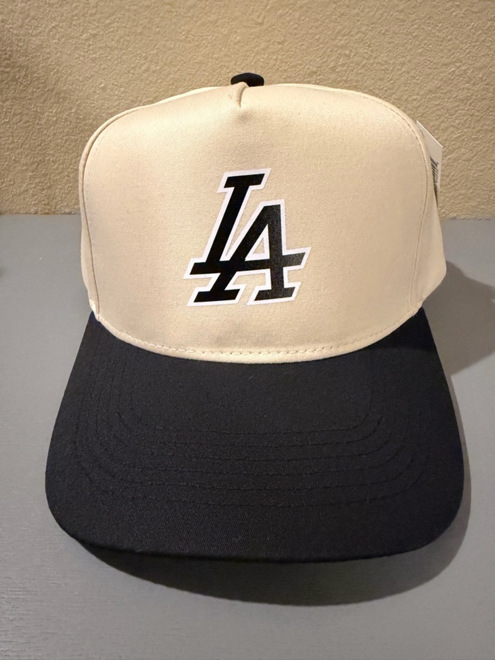 LA Dodgers A-Frame Snapback Hat Cream Black The Golden State Co NWT MLB Cap